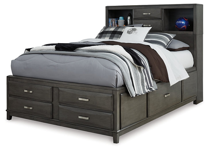 Caitbrook Storage Bed With 8 Storage Drawers With Mirrored Dresser