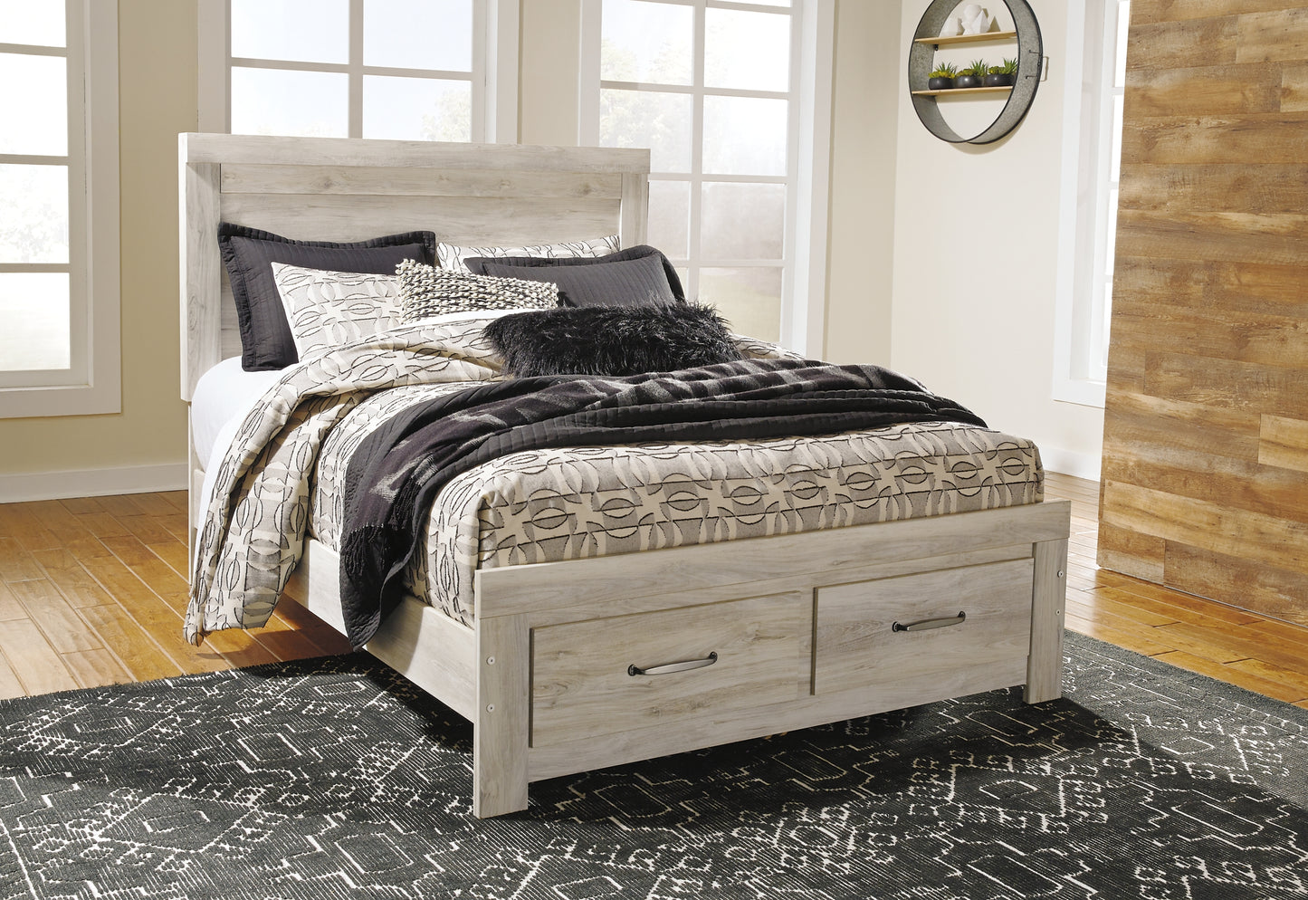 Bellaby Platform Bed With 2 Storage Drawers With Mirrored Dresser And Chest