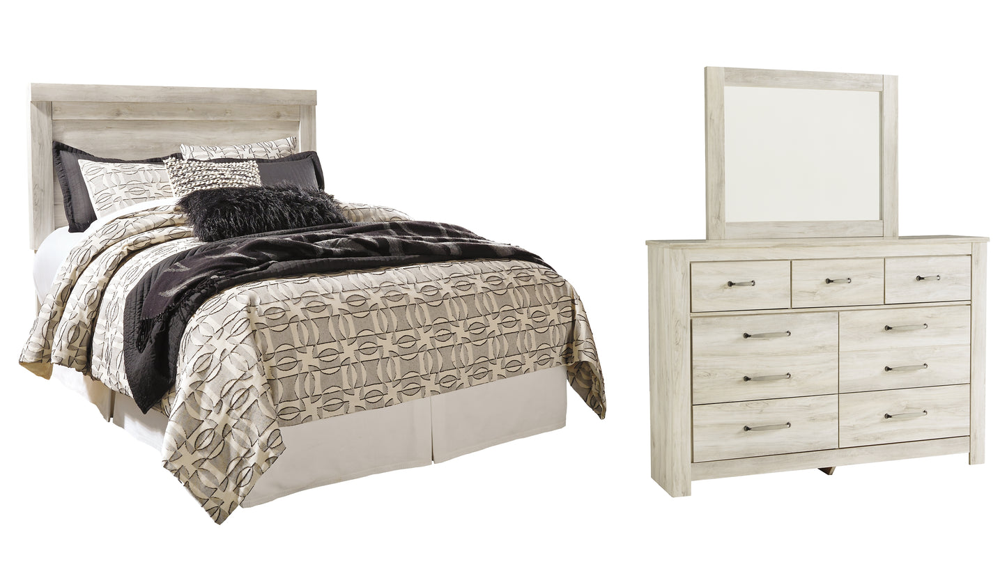 Bellaby Panel Headboard With Mirrored Dresser