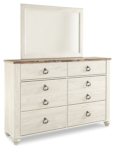 Willowton Panel Bed With Mirrored Dresser, Chest And Nightstand