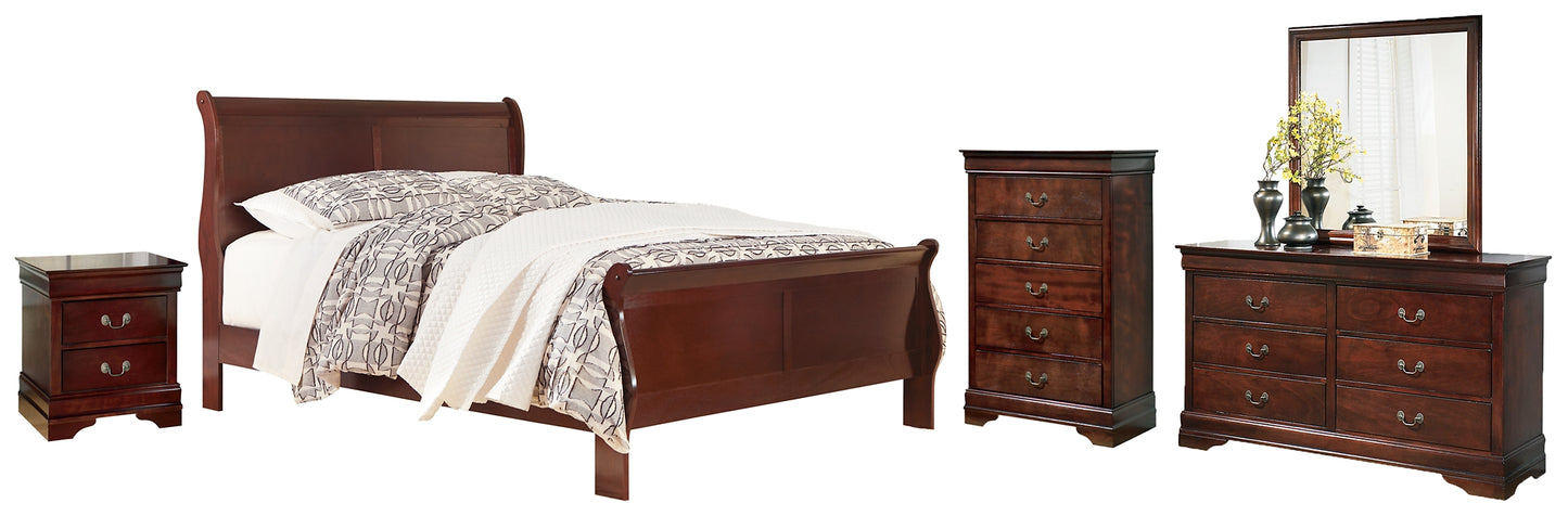 Alisdair Sleigh Bed With Mirrored Dresser, Chest And Nightstand