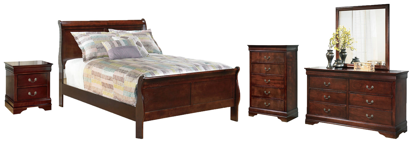 Alisdair Sleigh Bed With Mirrored Dresser, Chest And Nightstand