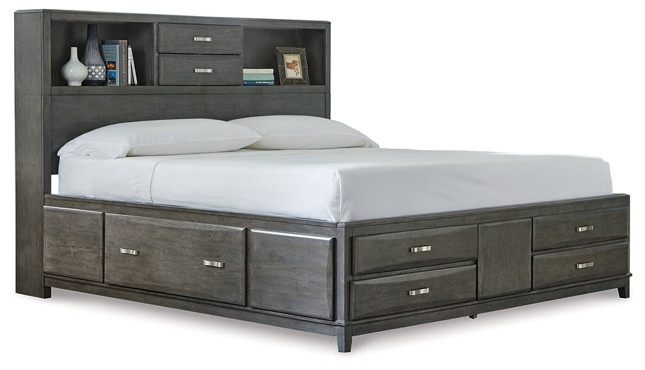 Caitbrook Storage Bed With 8 Storage Drawers With Mirrored Dresser