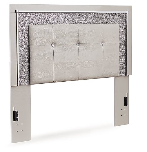 Zyniden Full Upholstered Panel Headboard with Mirrored Dresser and Nightstand