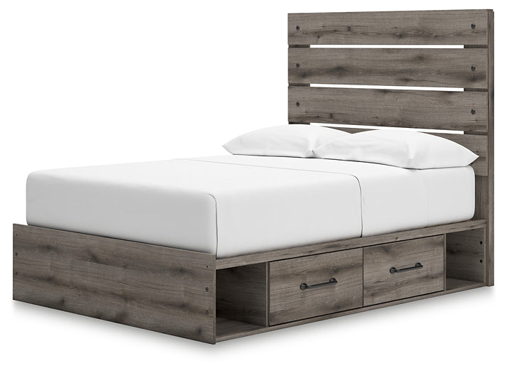 Graystorm Full Panel Bed with Storage with Mirrored Dresser, Chest and Nightstand