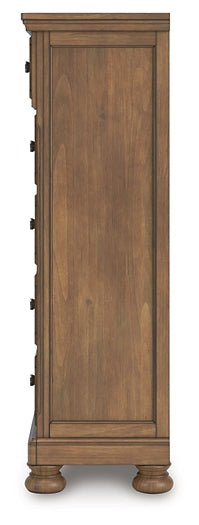 Feddinger King Storage Sleigh Bed with Mirrored Dresser and Chest