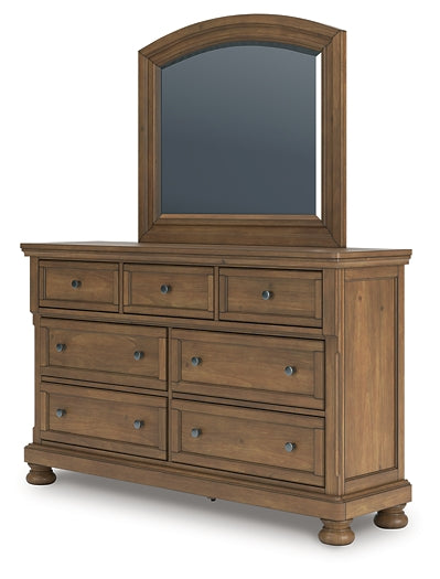 Feddinger King Panel Bed with Mirrored Dresser and Chest