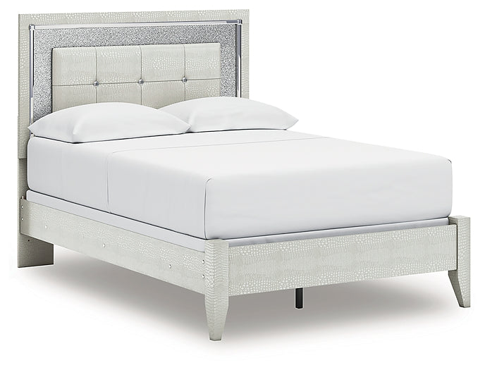 Zyniden Full Upholstered Panel Bed with Mirrored Dresser