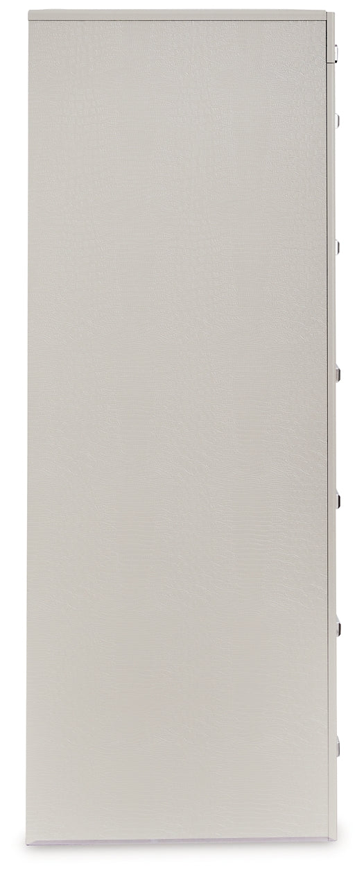 Zyniden Full Upholstered Panel Bed with Mirrored Dresser and Chest