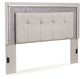 Zyniden Queen Upholstered Panel Headboard with Mirrored Dresser and Chest