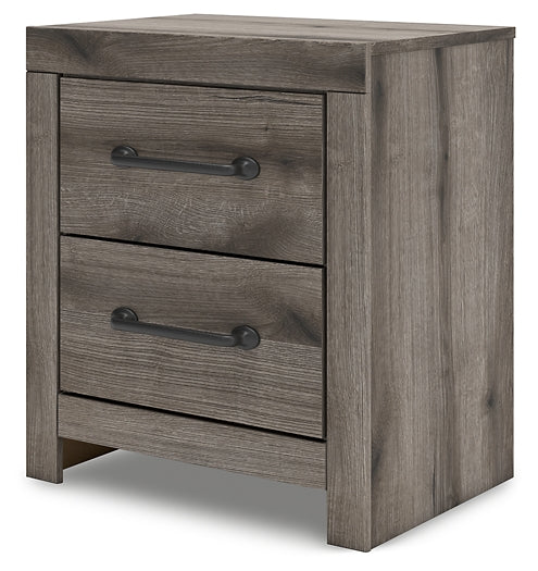 Graystorm Full Panel Bed with Storage with Mirrored Dresser and Nightstand