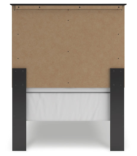 Twin Panel Bed with Mirrored Dresser and Chest