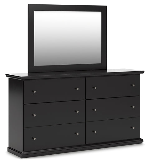 Twin Panel Bed with Mirrored Dresser and Nightstand