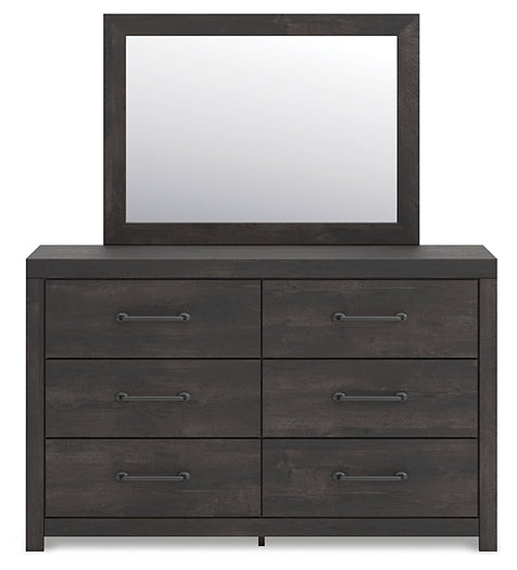 Hollivern Full Panel Bed with Mirrored Dresser