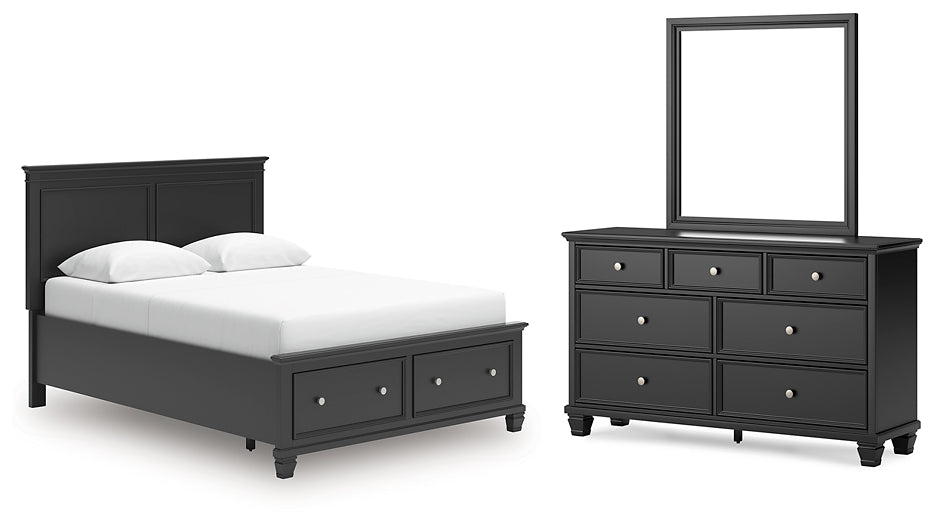 Lanolee Queen Panel Storage Bed, Dresser and Mirror