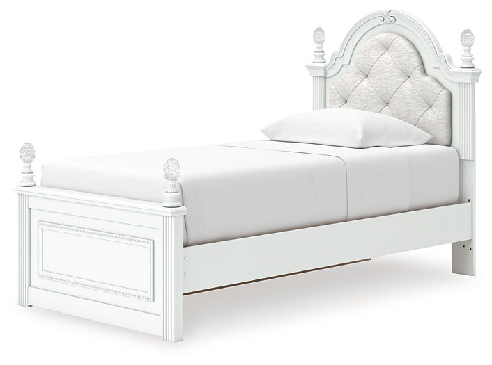 Kozlani Twin Upholstered Panel Storage Bed, Dresser and Mirror
