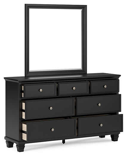 Lanolee California King Panel Storage Bed, Dresser, Mirror and Nightstand