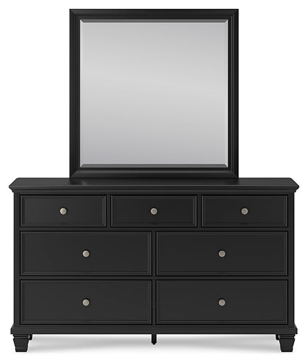 Lanolee California King Panel Storage Bed, Dresser, Mirror and Nightstand