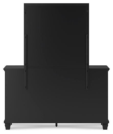 Lanolee California King Panel Storage Bed, Dresser and Mirror