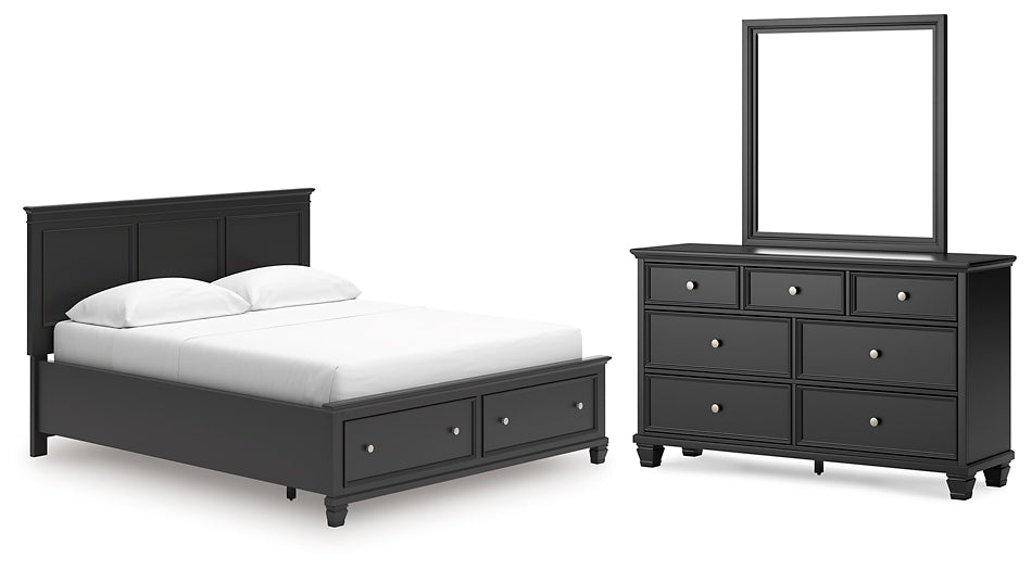Lanolee California King Panel Storage Bed, Dresser and Mirror