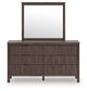 Pamytta King Upholstered Panel Bed, Dresser and Mirror