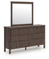 Pamytta King Upholstered Panel Bed, Dresser, Mirror and Nightstand