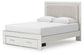 Zuraleus Queen Upholstered Panel Platform Storage Bed, Dresser and Mirror