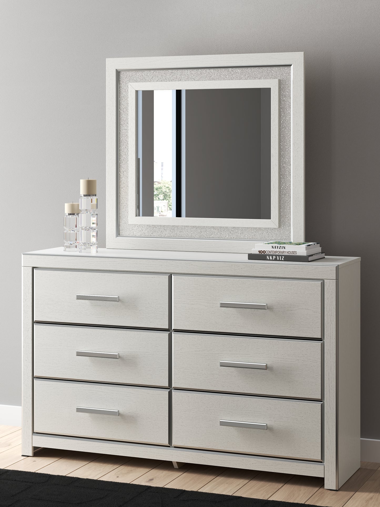 Zuraleus King Upholstered Panel Bed, Dresser and Mirror