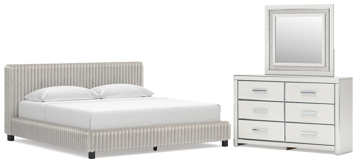 Zuraleus King Upholstered Bed, Dresser and Mirror