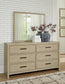 Calmoro California King Bookcase Bed with Mirrored Dresser and Nightstand