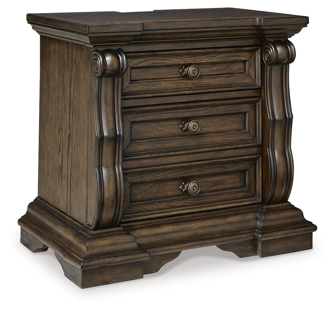 Maylee Queen Canopy Bed, Dresser, Mirror and Nightstand