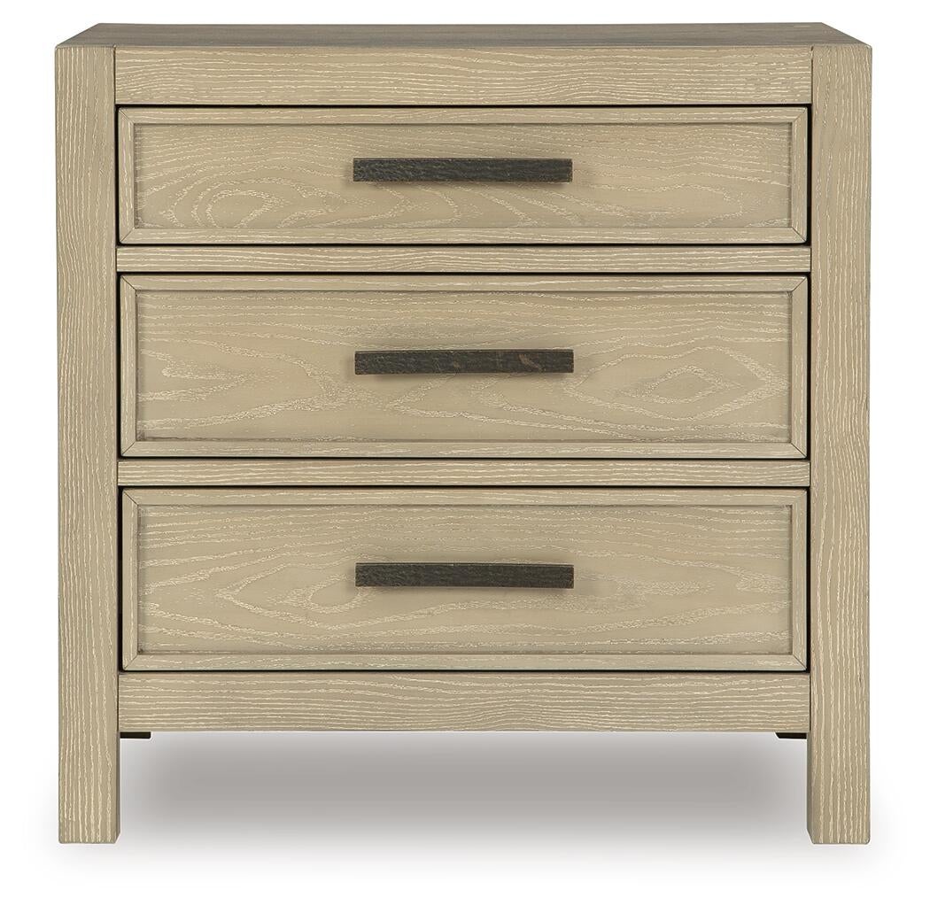 Calmoro King Bookcase Bed with Mirrored Dresser and Nightstand