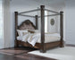 Maylee California King Canopy Bed, Dresser and Mirror