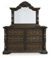 Maylee California King Canopy Bed, Dresser, Mirror and Nightstand